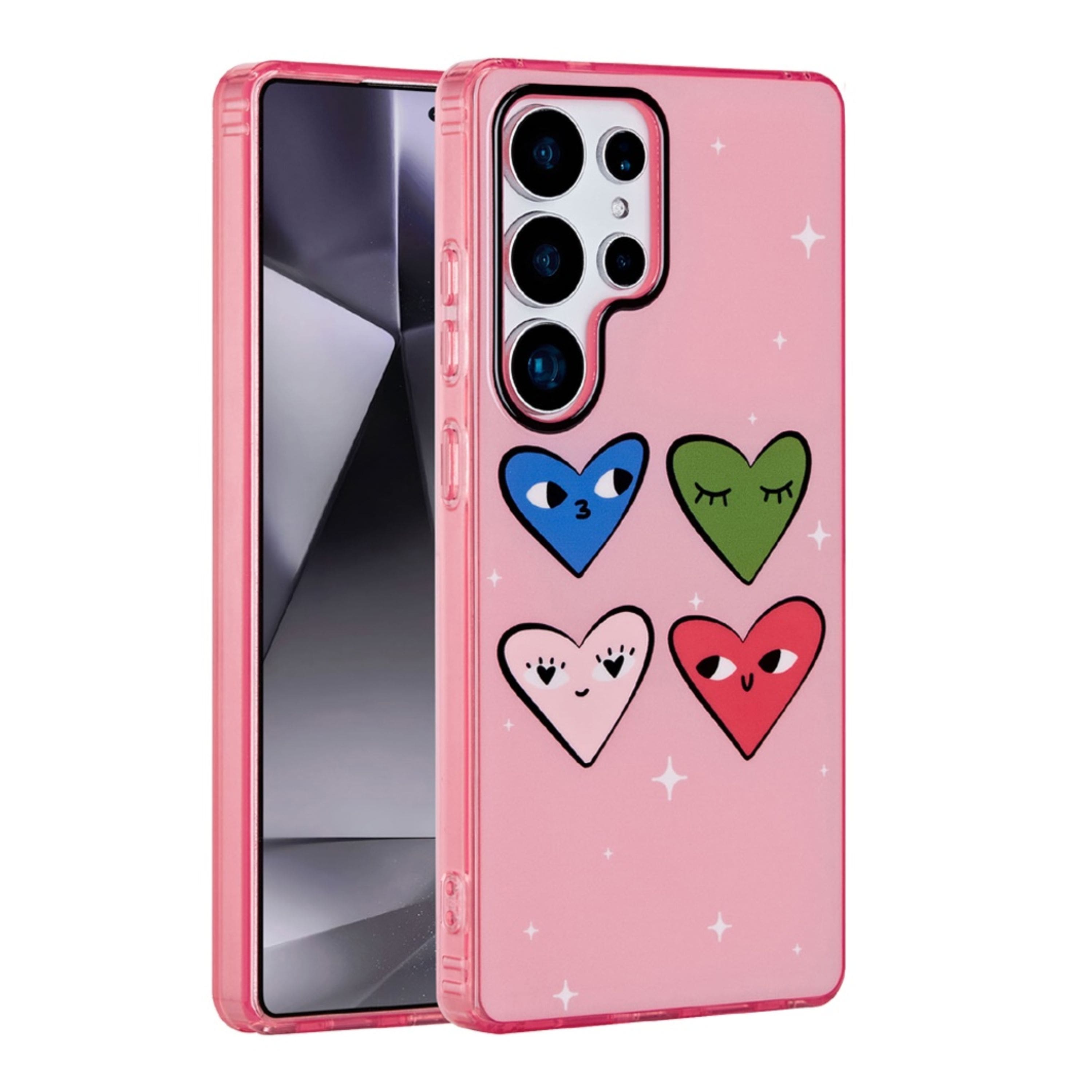 Kitcheniva - Dual Layer In Mold No Fade Design TPU Phone Case For Samsung Galaxy S24 Ultra Cute Hearts - Pink