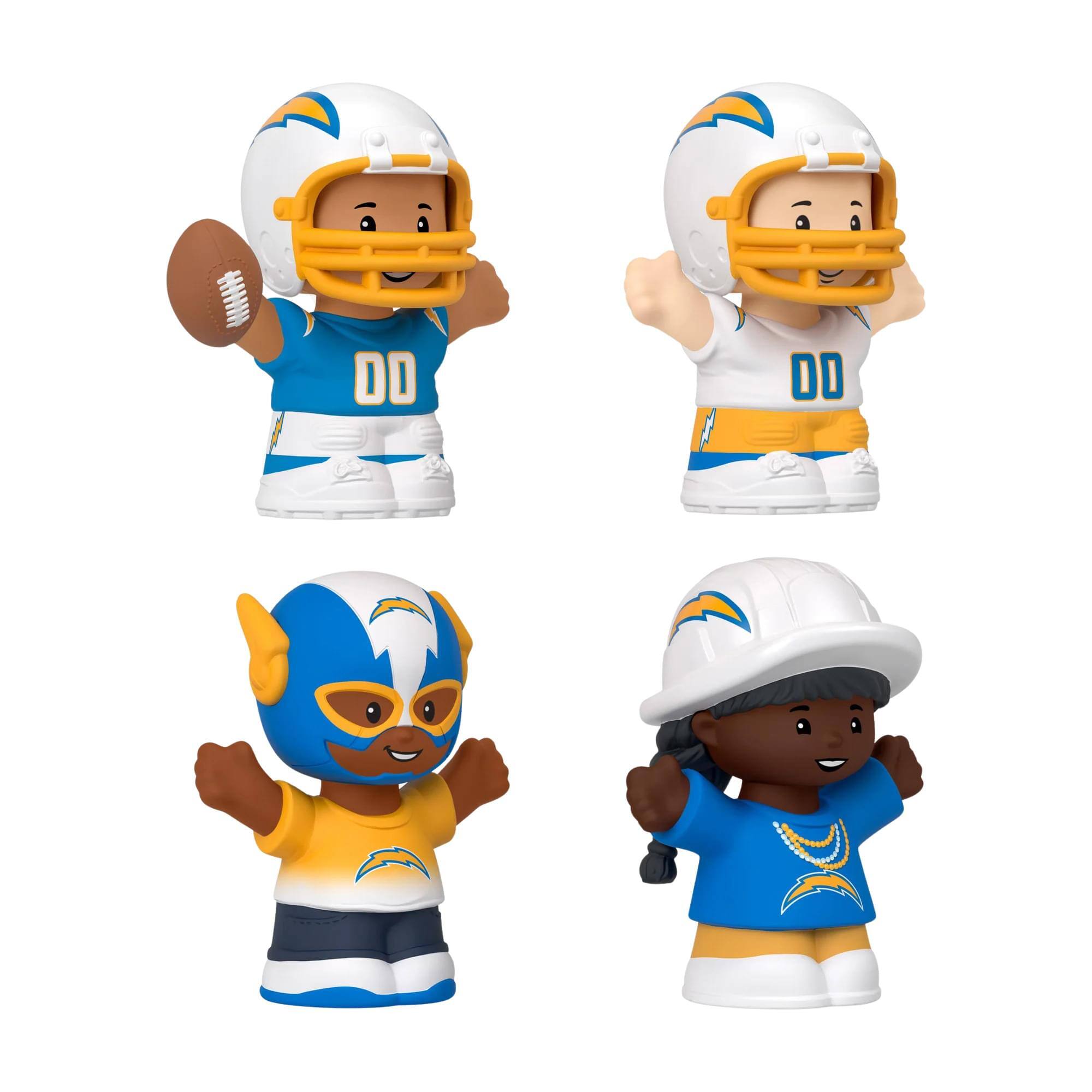 Alt View 3. Fisher Price - Fisher Price Little People x NFL Collector Los Angeles Chargers Figure 4-Pack - Gold.