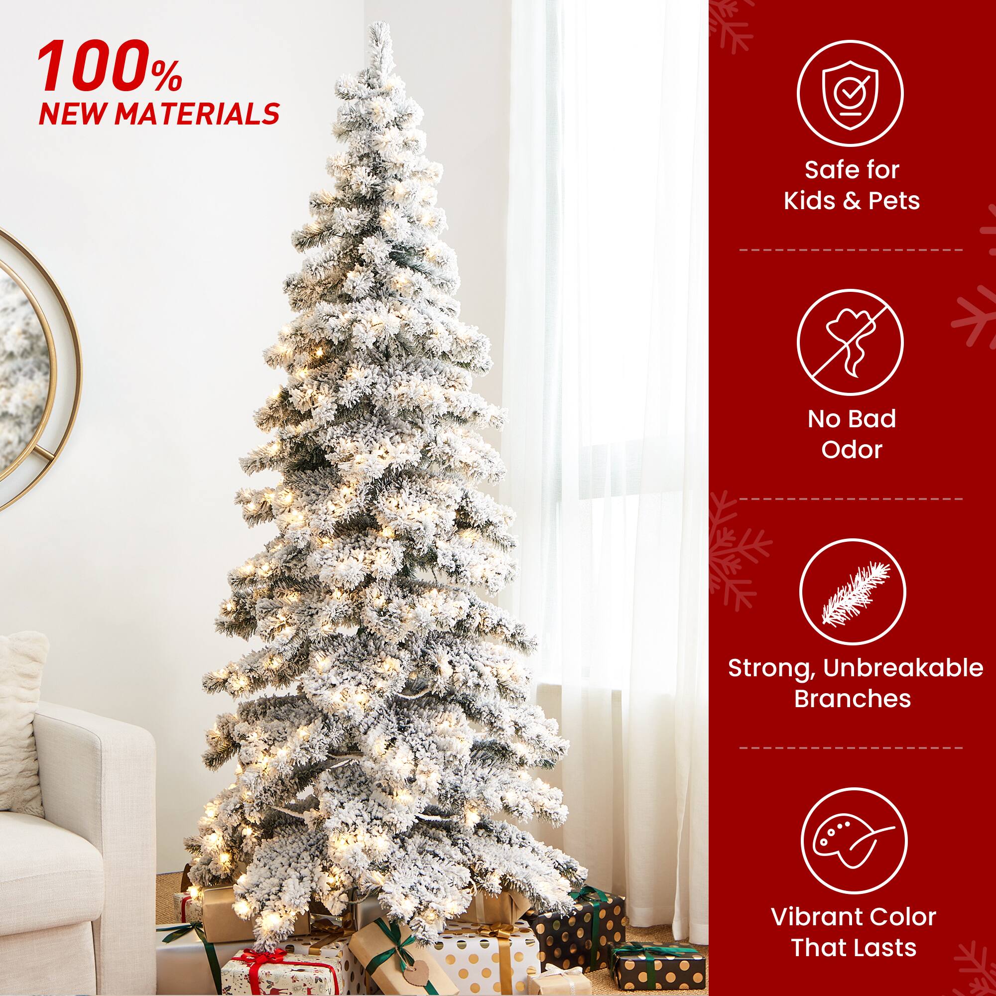 100% NEW MATERIALS

Safe for Kids & Pets

No Bad Odor

Strong, Unbreakable Branches

Vibrant Color That Lasts