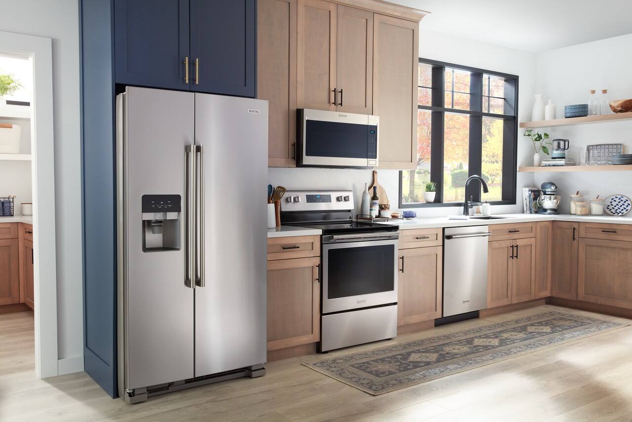 Alt View 24. Maytag - 1.7 Cu. Ft. Over-The-Range Microwave with Non-Stick Interior Coating - Fingerprint Resistant Stainless Steel.