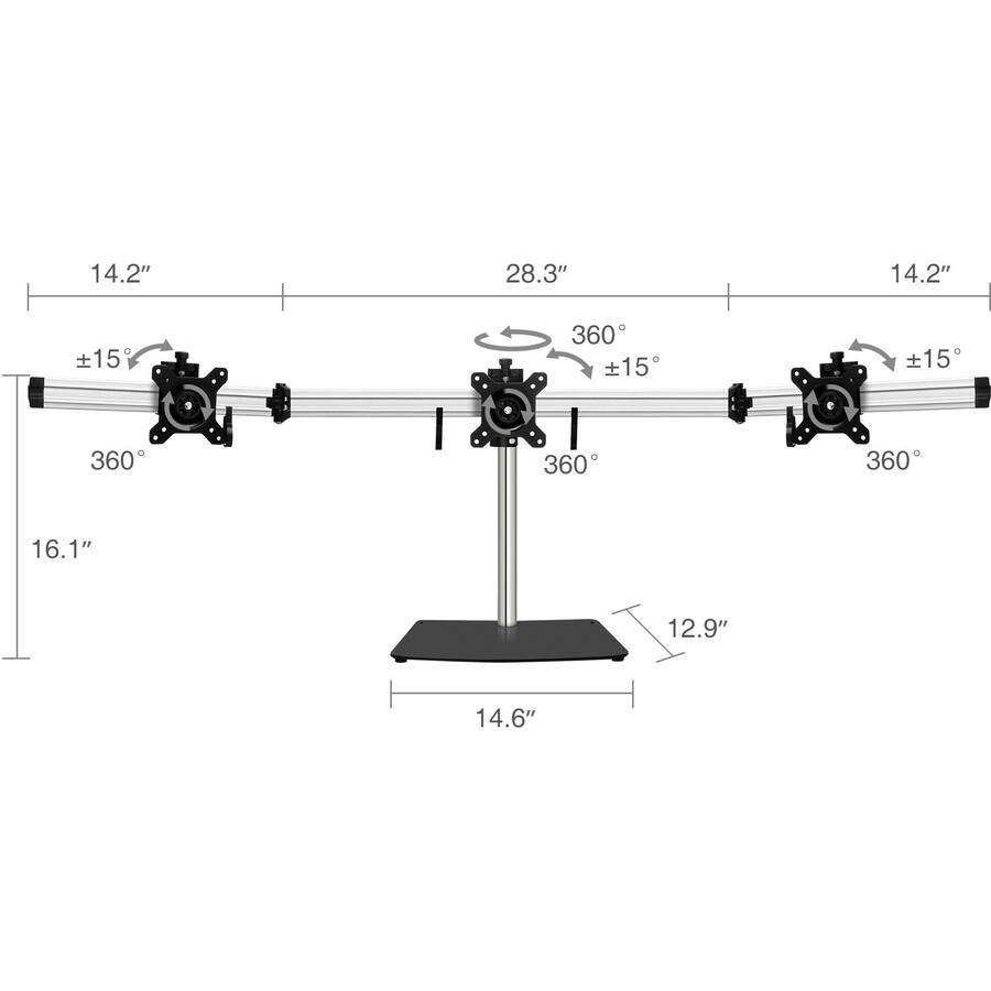 14.2"  
28.3"  
14.2"  
±15°  
360°  
±15°  
360°  
360°  
360°  
16.1"  
12.9"  
14.6"