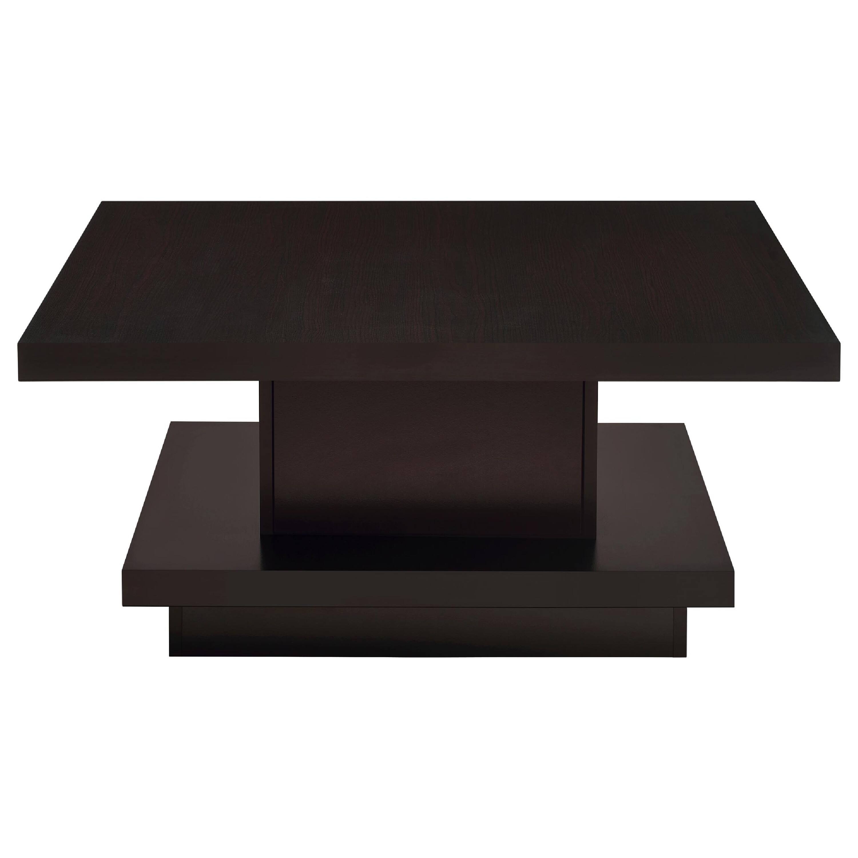 Alt View 4. Manhattan Lane - Reese 3Pc Square Coffee and End Tables Set, Tiered Design, Wood - Cappuccino Brown.