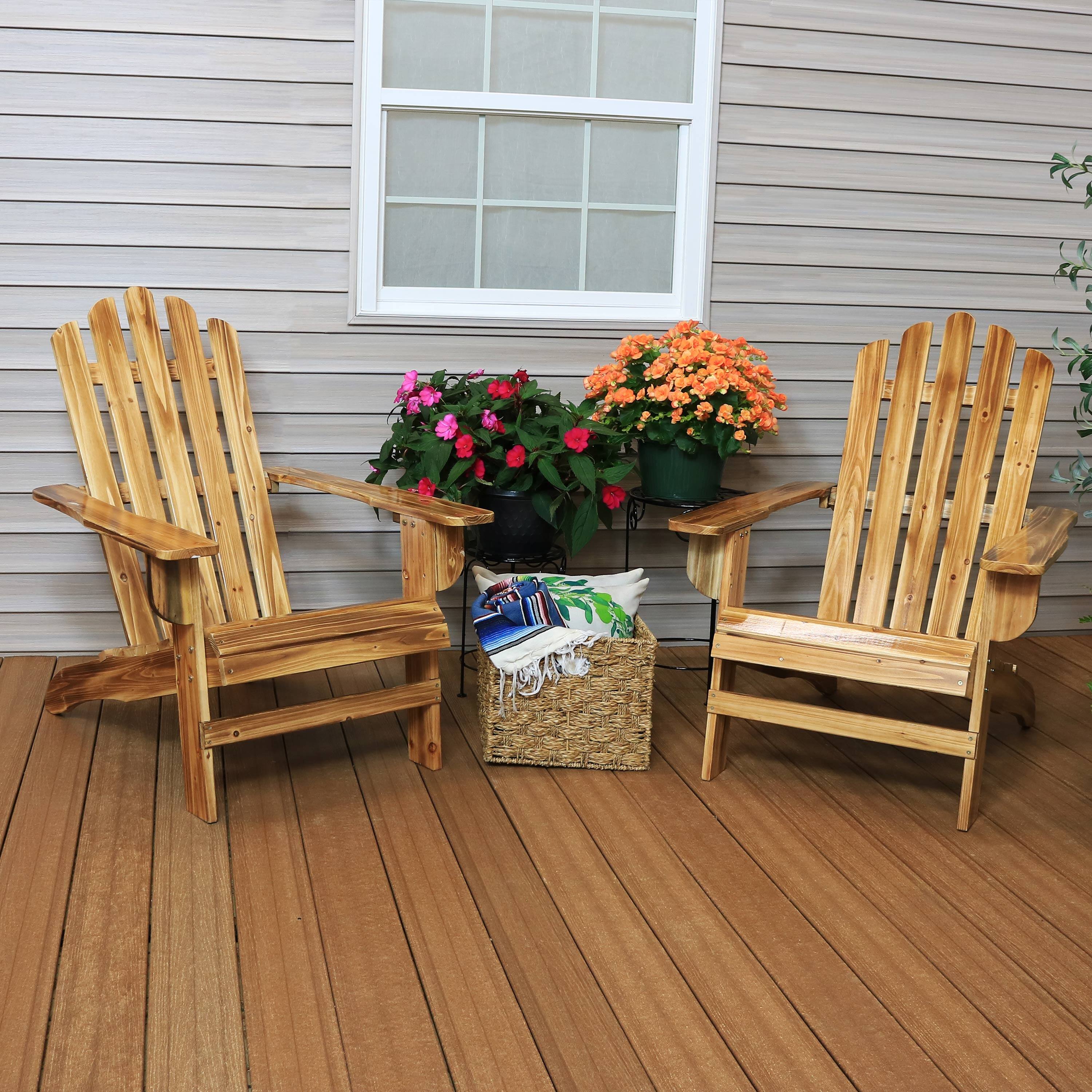 Alt View 3. Sunnydaze - Rustic Fir Wood Adirondack Chair - Charred Finish - Set of 2 - Brown.