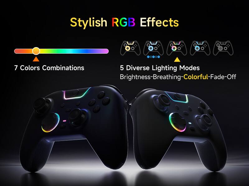 Stylish RGB Effects

7 Colors Combinations

5 Diverse Lighting Modes
Brightness-Breathing-Colorful-Fade-Off