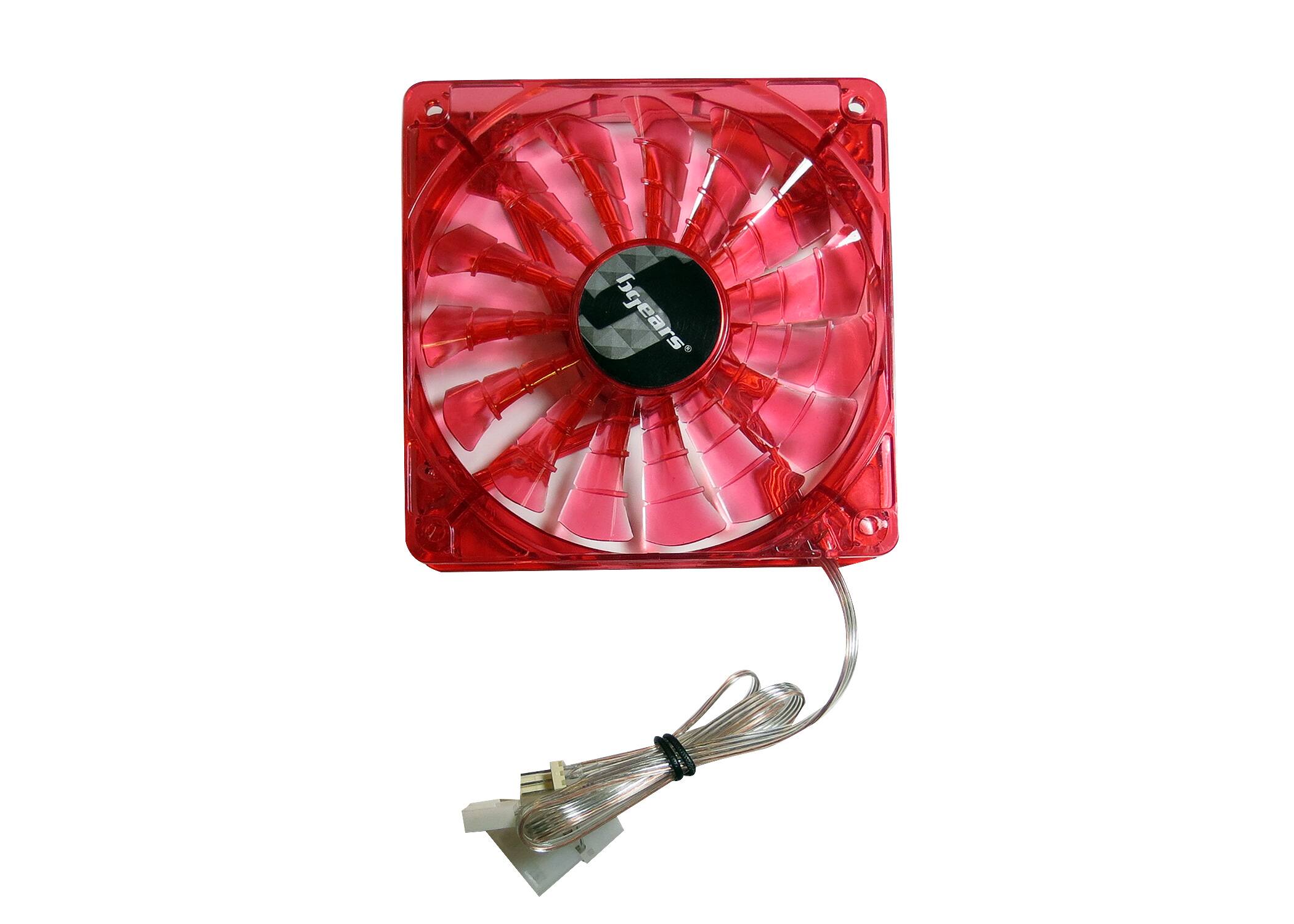 Front. Bluegears - b-PWM 140mm Red, Speed range 500-1800 RPM, Airflow at 110 CFM, 2 ball bearing, 4 pins PWM fan - Red.