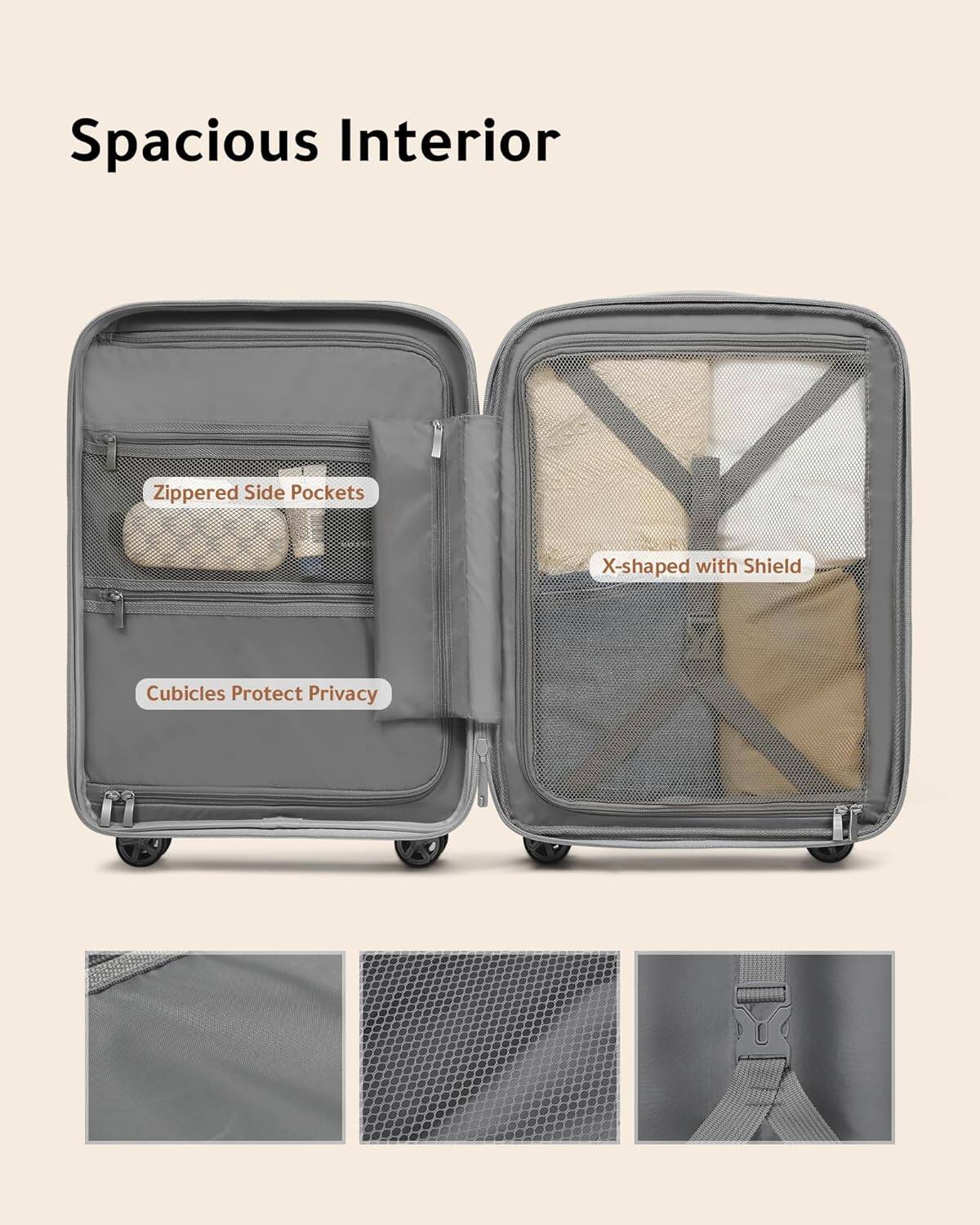 Spacious Interior

- Zippered Side Pockets
- X-shaped with Shield
- Cubicles Protect Privacy