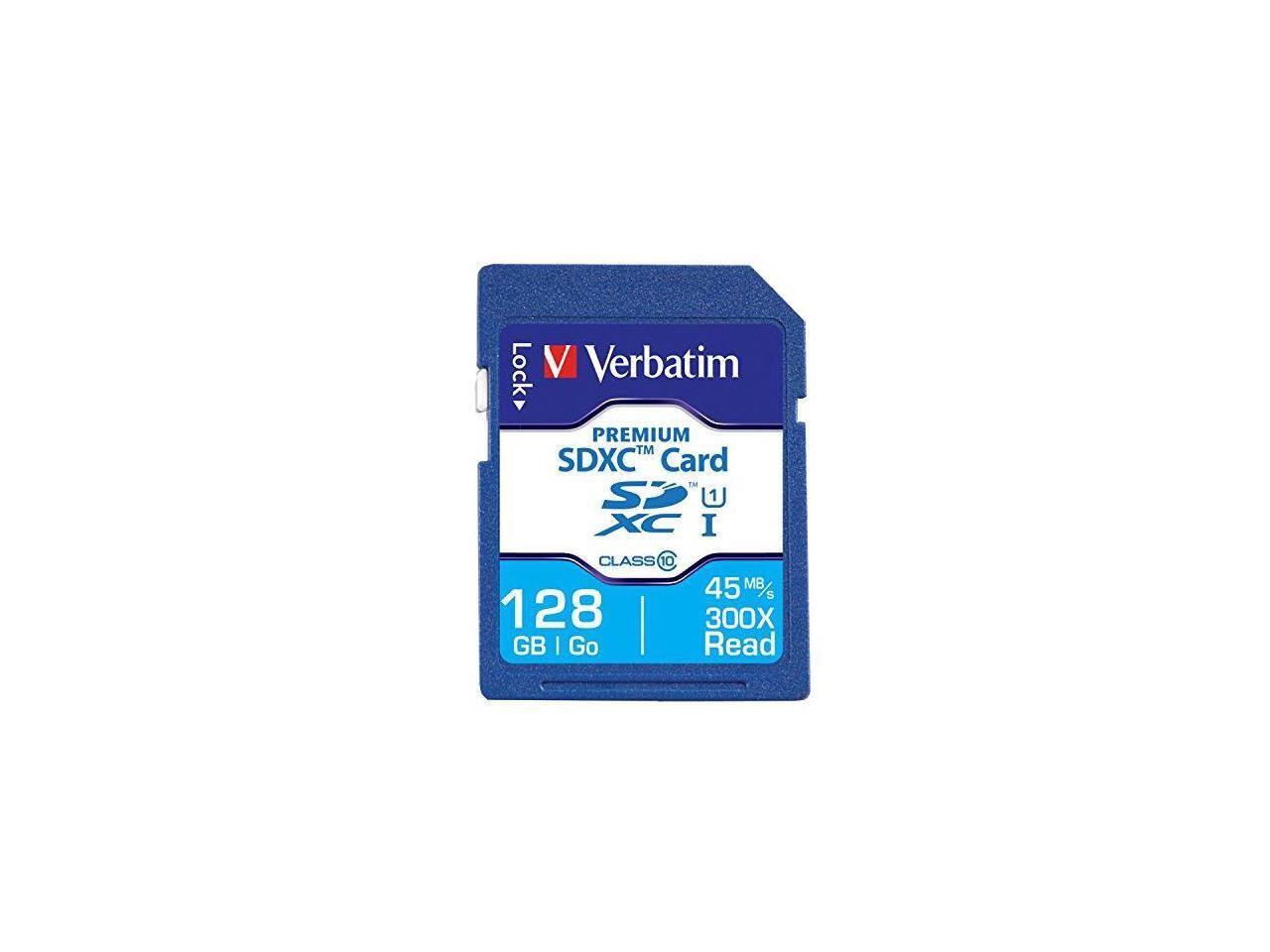 Lock V Verbatim PREMIUM SDXC Card - Sp 1 XC I CLASS 10 128 GB | 45 MB/s 300X Read