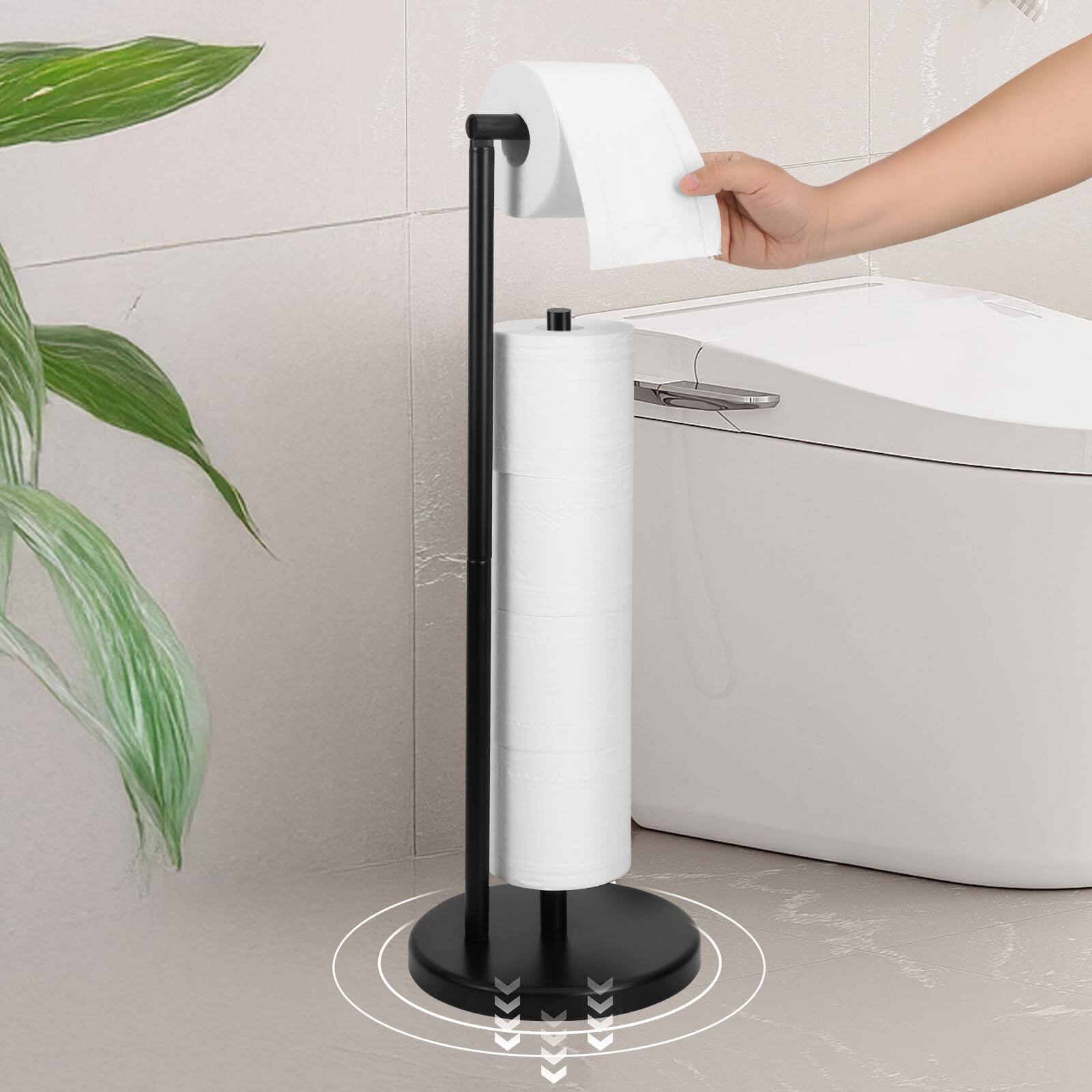 Back. Dazzed Corner - Toilet Paper Holder Stand, Bathroom Toilet Paper Roll Holder Stand with Reserve - Black.