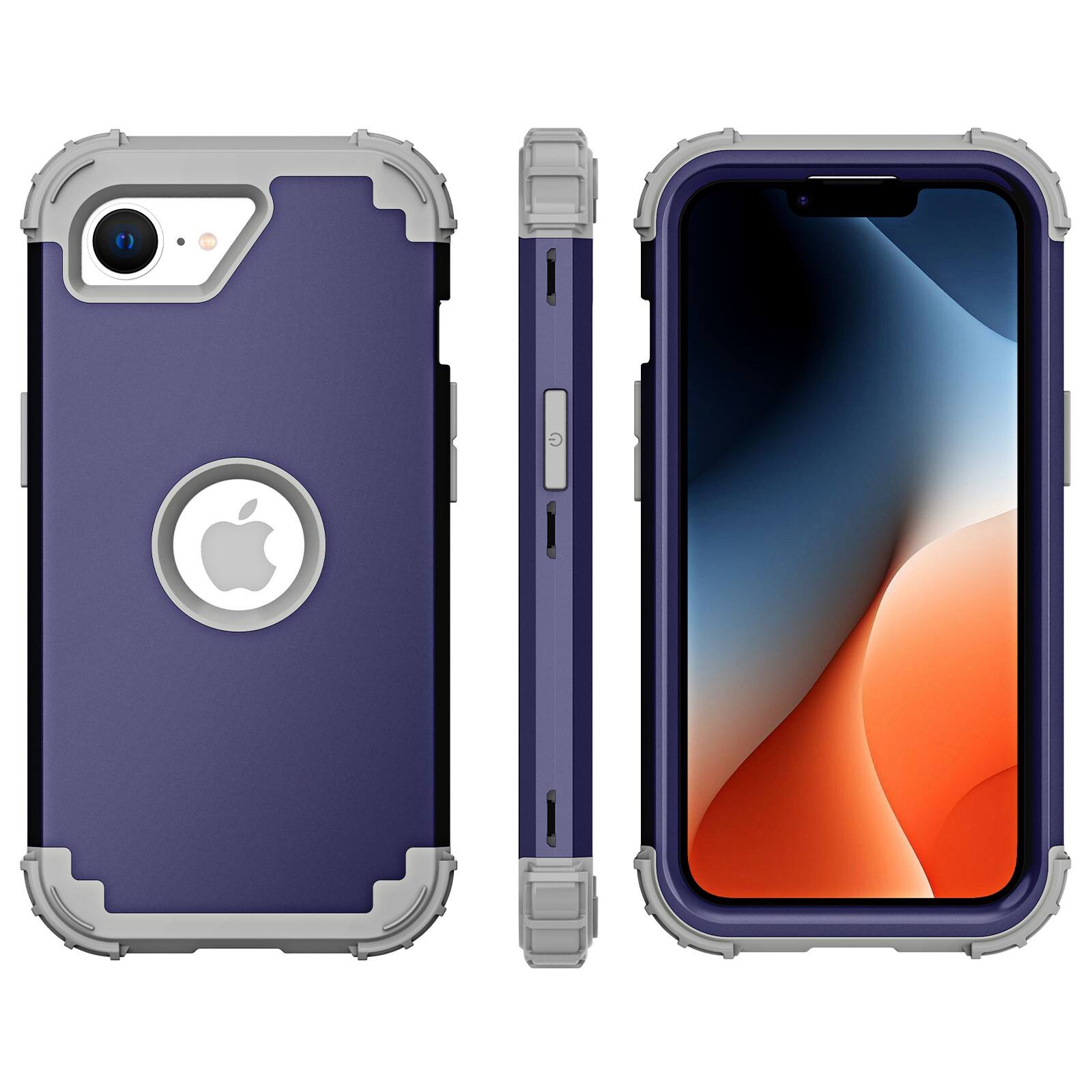 Alt View 2. Dteck - Rugged Case for Apple iPhone 17e/16e,Shockproof Soft Silicone Bumper Hard PC Back Cover,3-Layers Protective Shell - Darkblue.