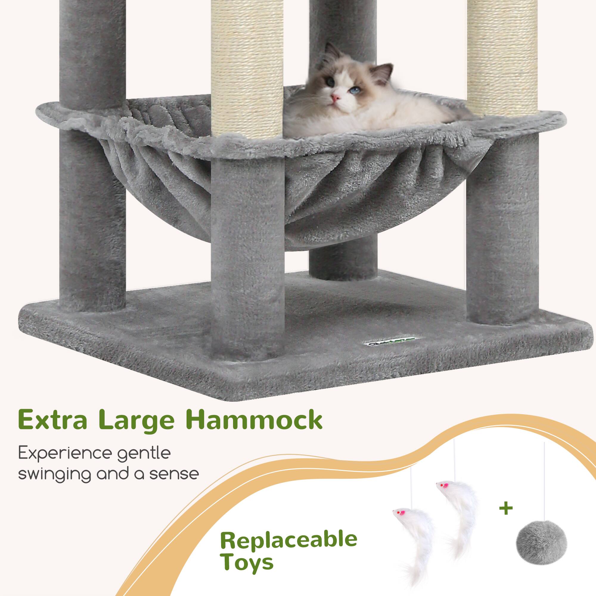 Extra Large Hammock  
Experience gentle swinging and a sense  
Replaceable Toys