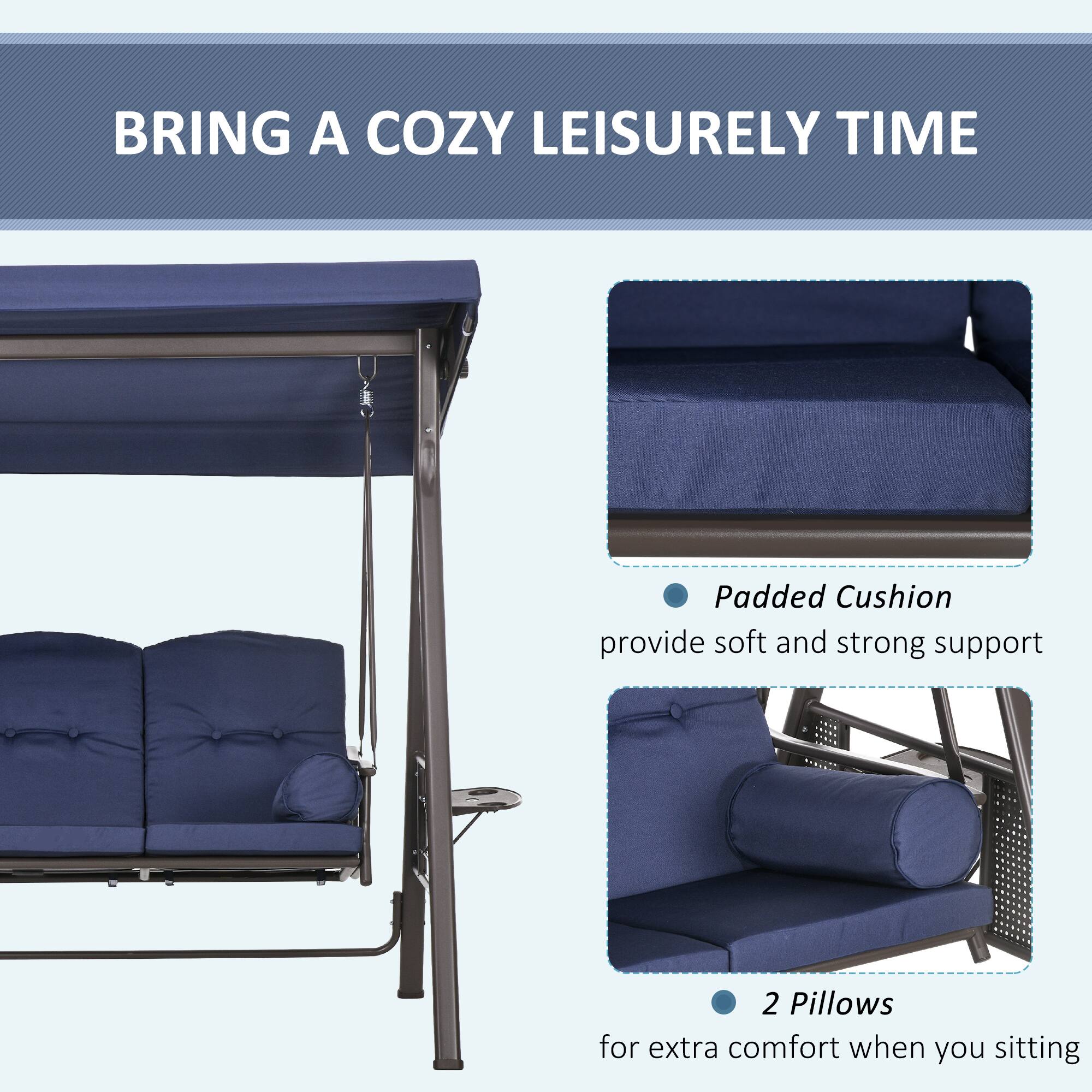 BRING A COZY LEISURELY TIME

- Padded Cushion  
  provide soft and strong support

- 2 Pillows  
  for extra comfort when you sitting