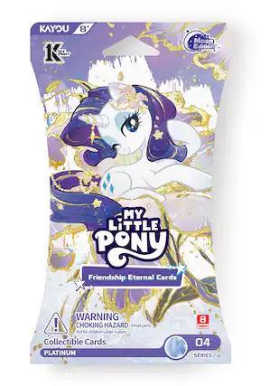 KAYOU 8+ K 1ST PRINT
Moon Edition
MY LITTLE PONY Friendship Eternal Cards
WARNING! CHOKING HAZARD - Small parts. Not for children under 3 years. Collectible Cards PLATINUM
8 CARDS 04 SERIES