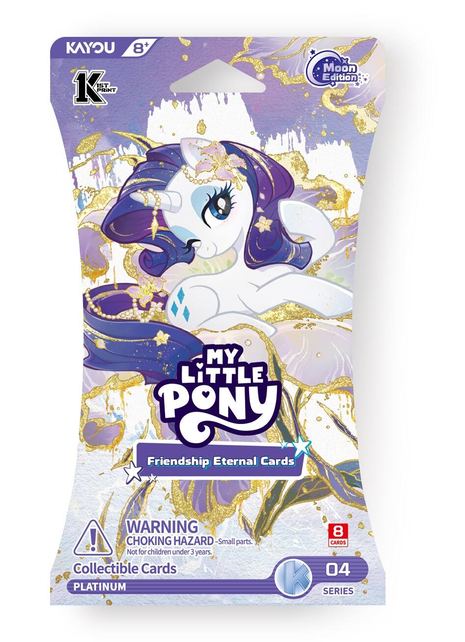 KAYOU 8+ K 1ST PRINT  
Moon Edition  
MY LITTLE PONY Friendship Eternal Cards  
WARNING! CHOKING HAZARD - Small parts. Not for children under 3 years. Collectible Cards PLATINUM  
8 CARDS 04 SERIES