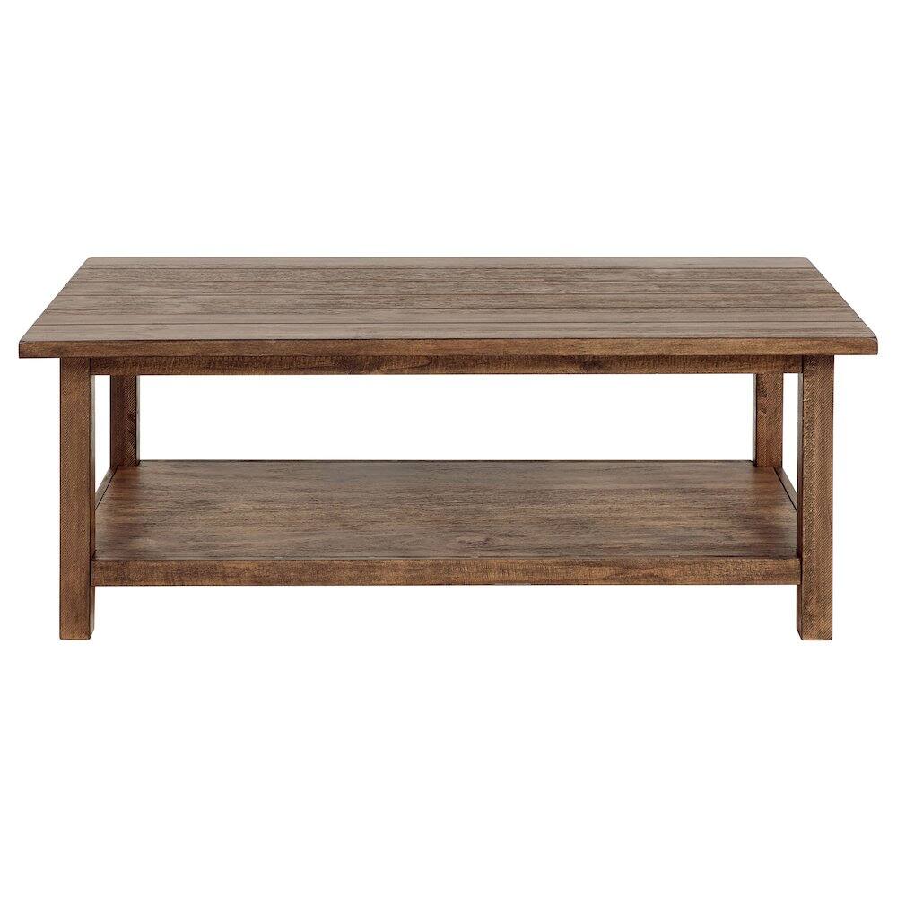 Alt View 2. Coaster Co. of America - Payne Wood Coffee Table with Shelf Distressed Brown - Brown.