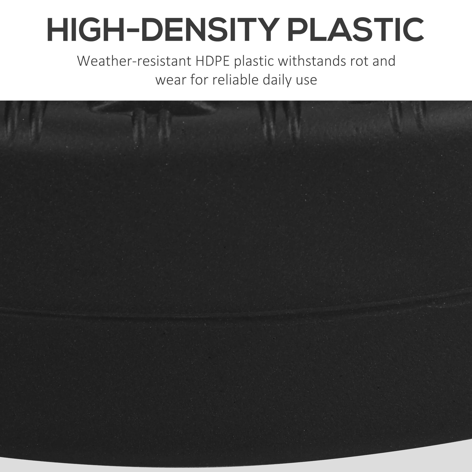 HIGH-DENSITY PLASTIC
Weather-resistant HDPE plastic withstands rot and wear for reliable daily use