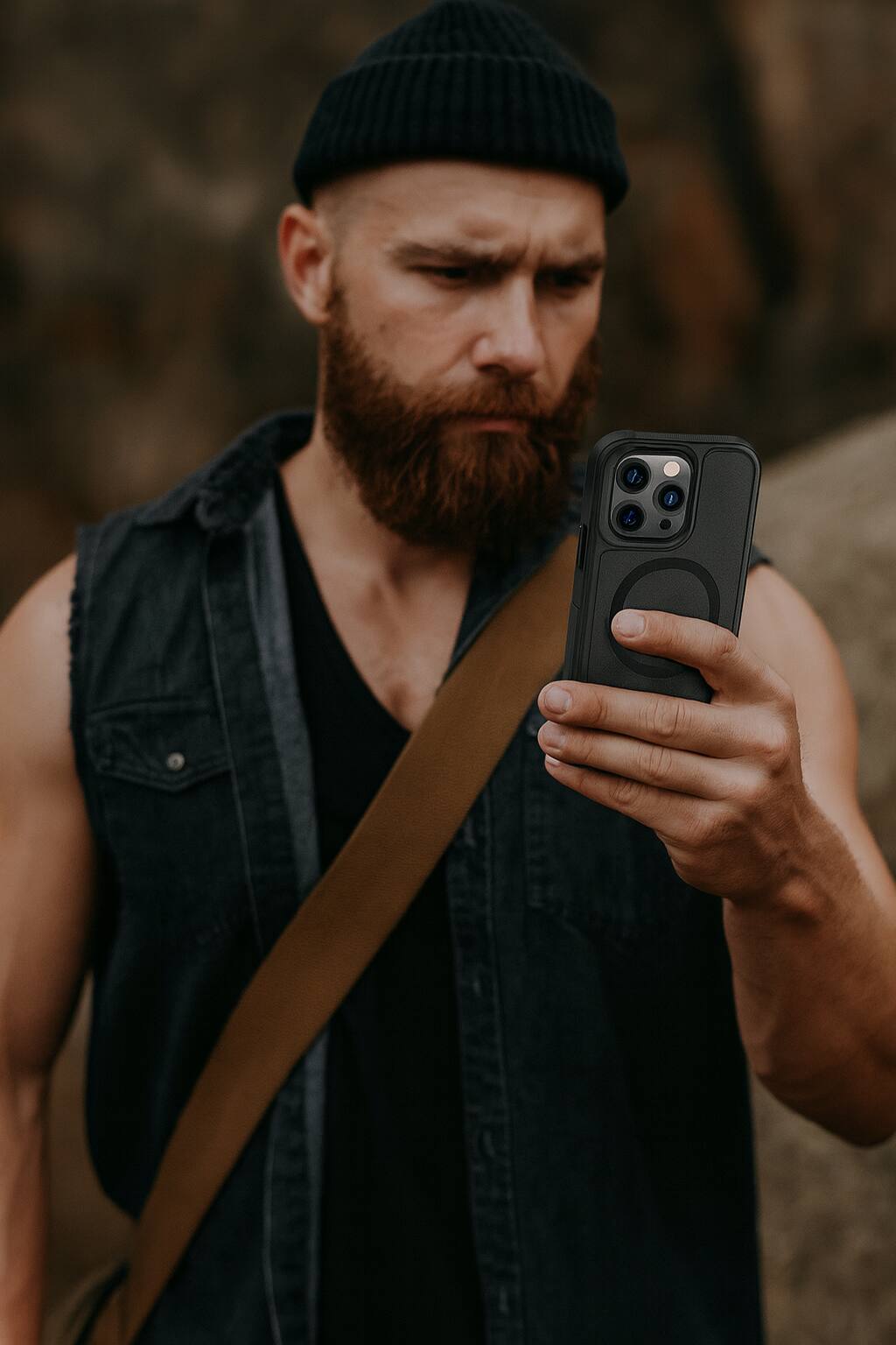 Alt View 5. SaharaCase - Raider Series Heavy Duty Case Compatible with Magsafe for  iPhone 15 Pro Max -Black - Black.