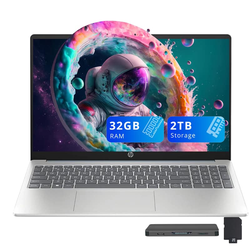 HP - 15.6" FHD Touchscreen Laptop,Intel i3-N305,32GB RAM,1TB SSD+1TB Dock Set,Intel UHD Graphics,Wi-Fi 6,Win 11 - Blue