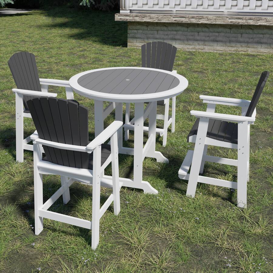 APRILSOUL HDPE Bar Table Set 3pc Outdoor Pool Garden Balcony Fadeproof ...