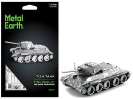 Model Kit Soviet T-34 Tank (Moderate Difficulty) Steel Model by Metal Earth - Gray