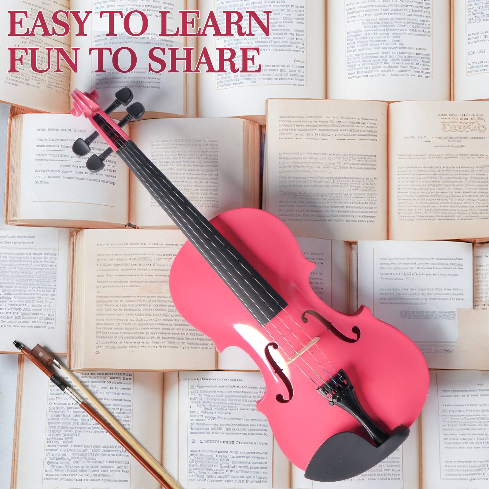 Left. Winado - 1/4 Violin Set for Kids Basswood Pink Acoustic Violin Fiddle for Kids.