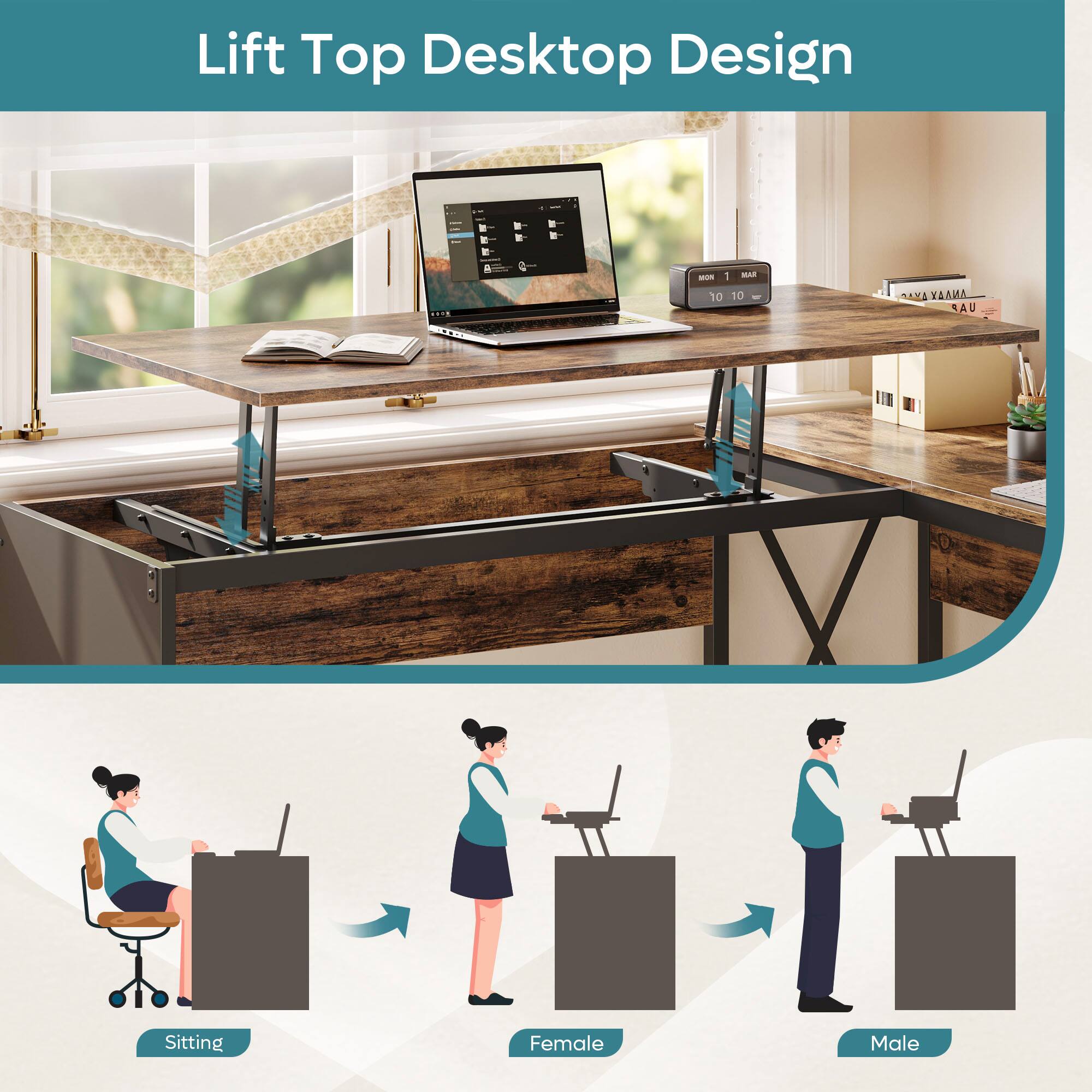 Lift Top Desktop Design - A. 10 10 ANAAY SAU Sitting Female Male