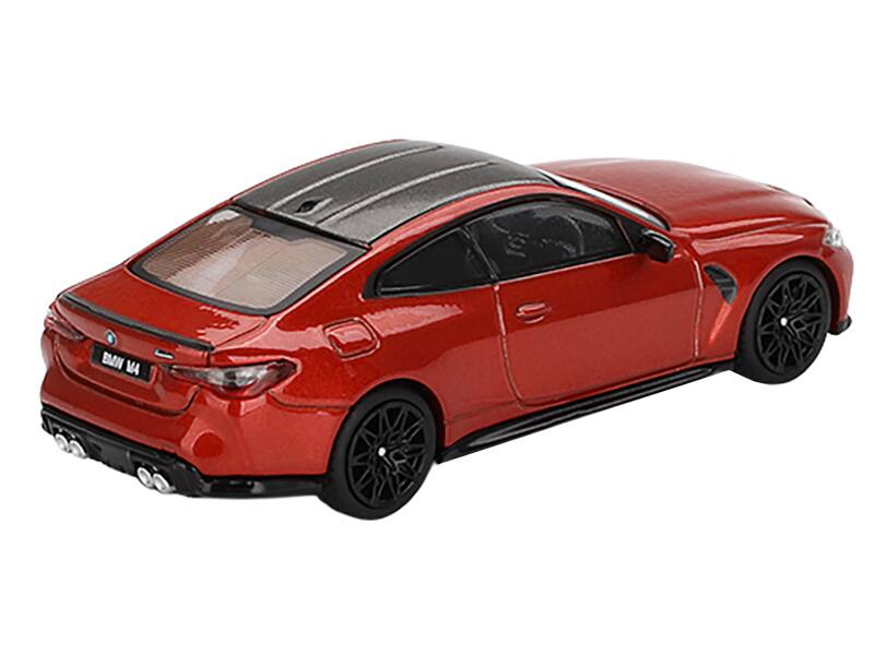 Back. Mini GT - BMW M4 Competition Sakhir Orange Metallic with Carbon Top Limited Edition 1/64 Diecast Model Car by Mini GT - Orange Metallic with Carbon.