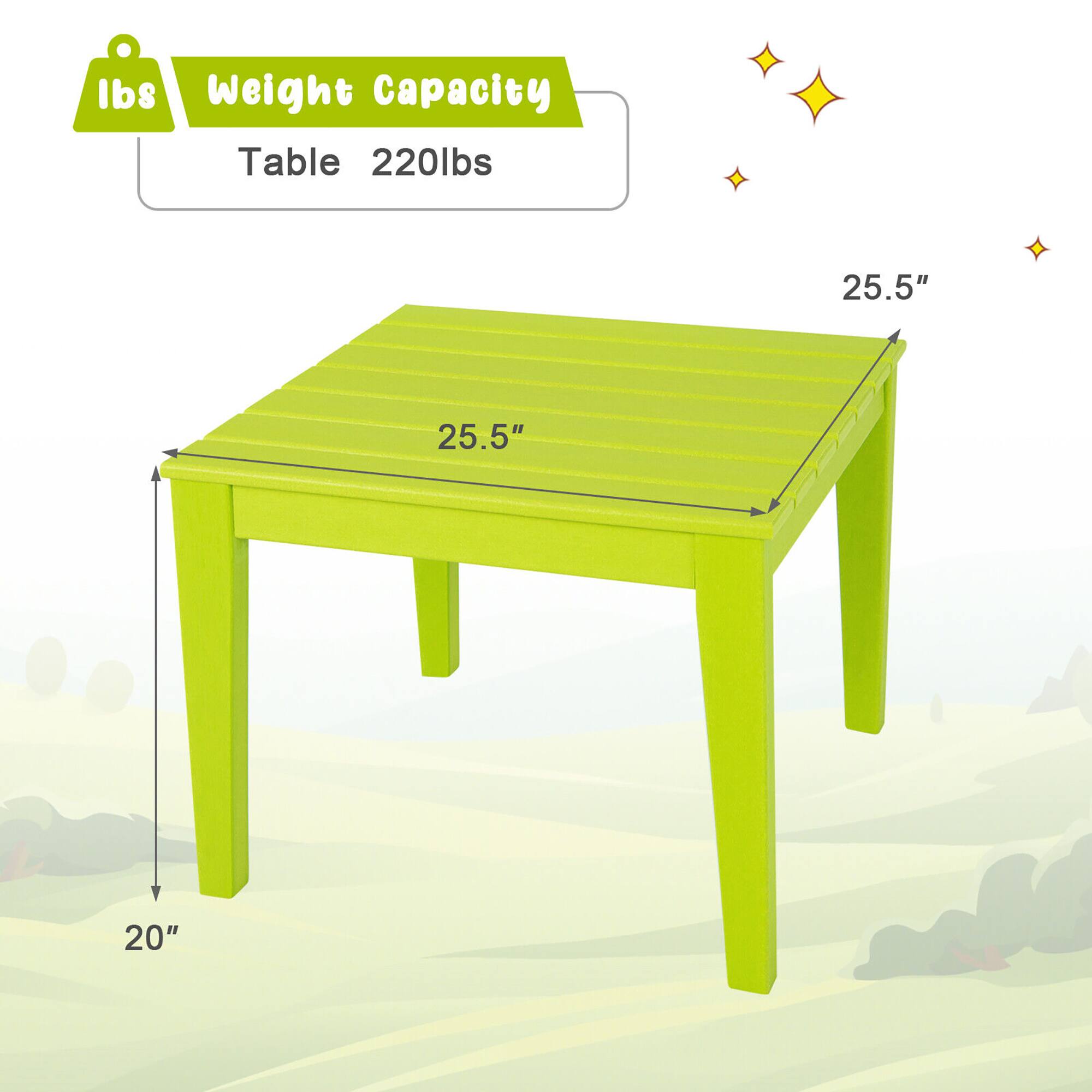 - Weight Capacity: Table 220lbs
- Dimensions: 25.5" x 25.5" x 20"
