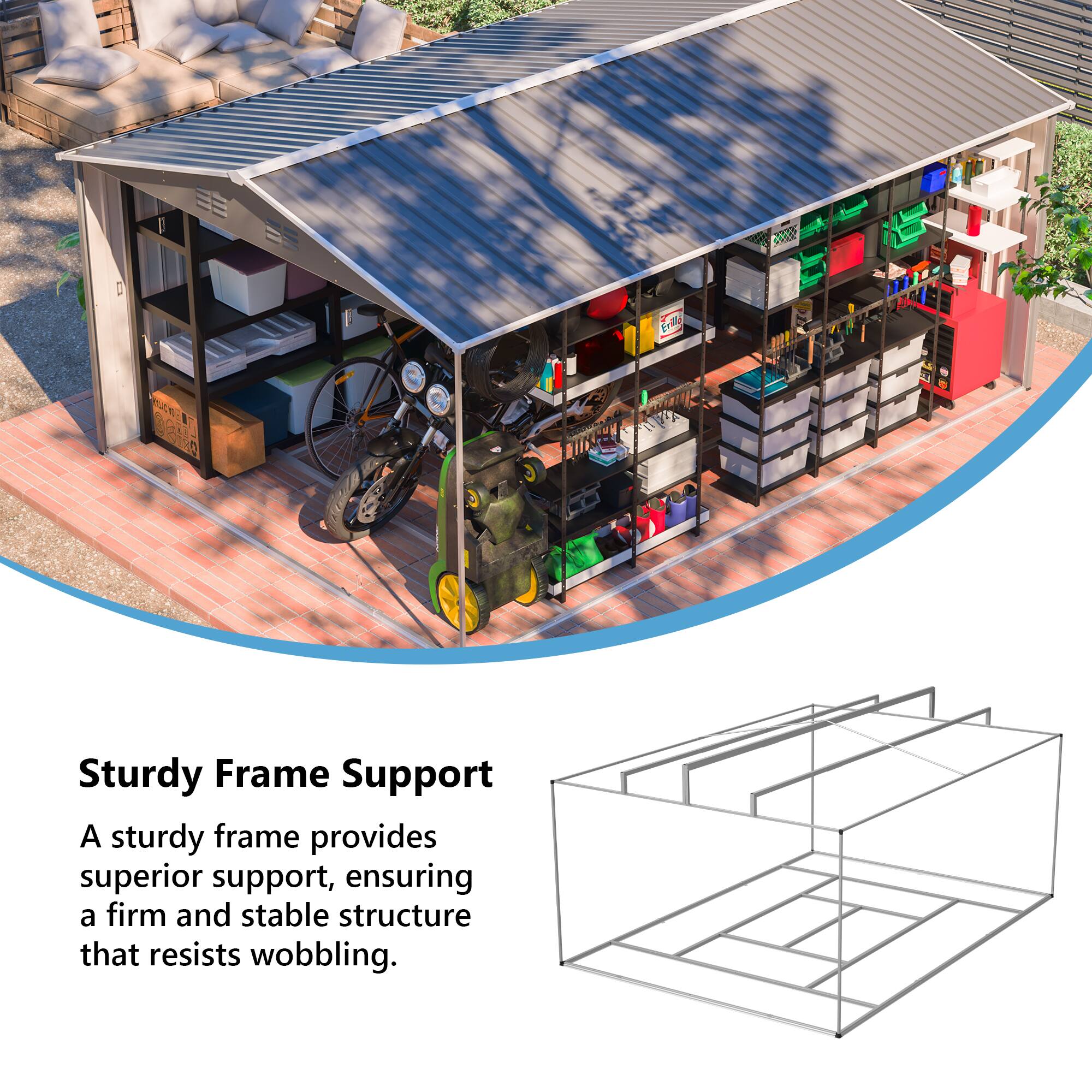 Sturdy Frame Support  
A sturdy frame provides superior support, ensuring a firm and stable structure that resists wobbling.