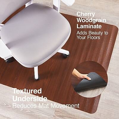 Cherry Woodgrain Laminate  
Adds Beauty to Your Floors  

Textured Underside  
Reduces Mat Movement