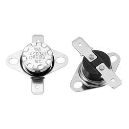 Unique Bargains - 4pcs KSD301 Thermostat 70°C/158°F 16A Normally Closed N.C Temperature Switch for Microwaves/Oven Bakelite - Silver