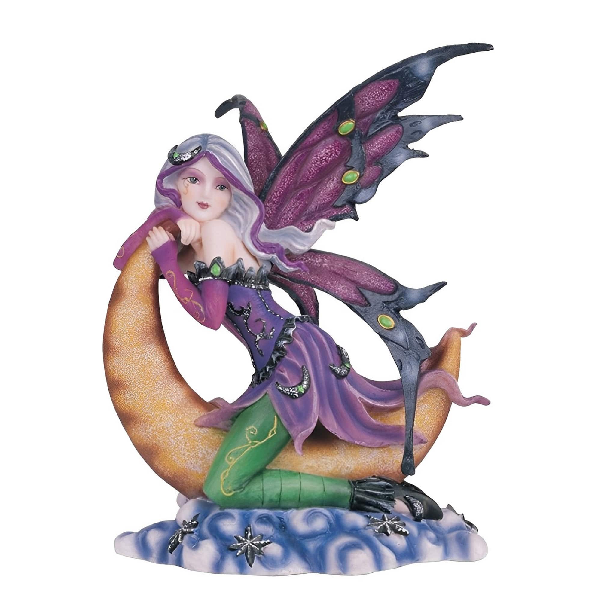 FC Design - 7"H Fairy on The Moon Figurine Statue Office Desk Tabletop Home Decor Gift - Multi-Color