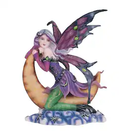 FC Design - 7"H Fairy on The Moon Figurine Statue Office Desk Tabletop Home Decor Gift - Multi-Color