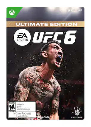 XBOX SERIES X|S
ULTIMATE EDITION
EA SPORTS
UFC 6
MATURE 17+
Violence
Blood
Strong Language
In-Game Purchases
Users Interact
FROSTBITE - M (Mature 17+)