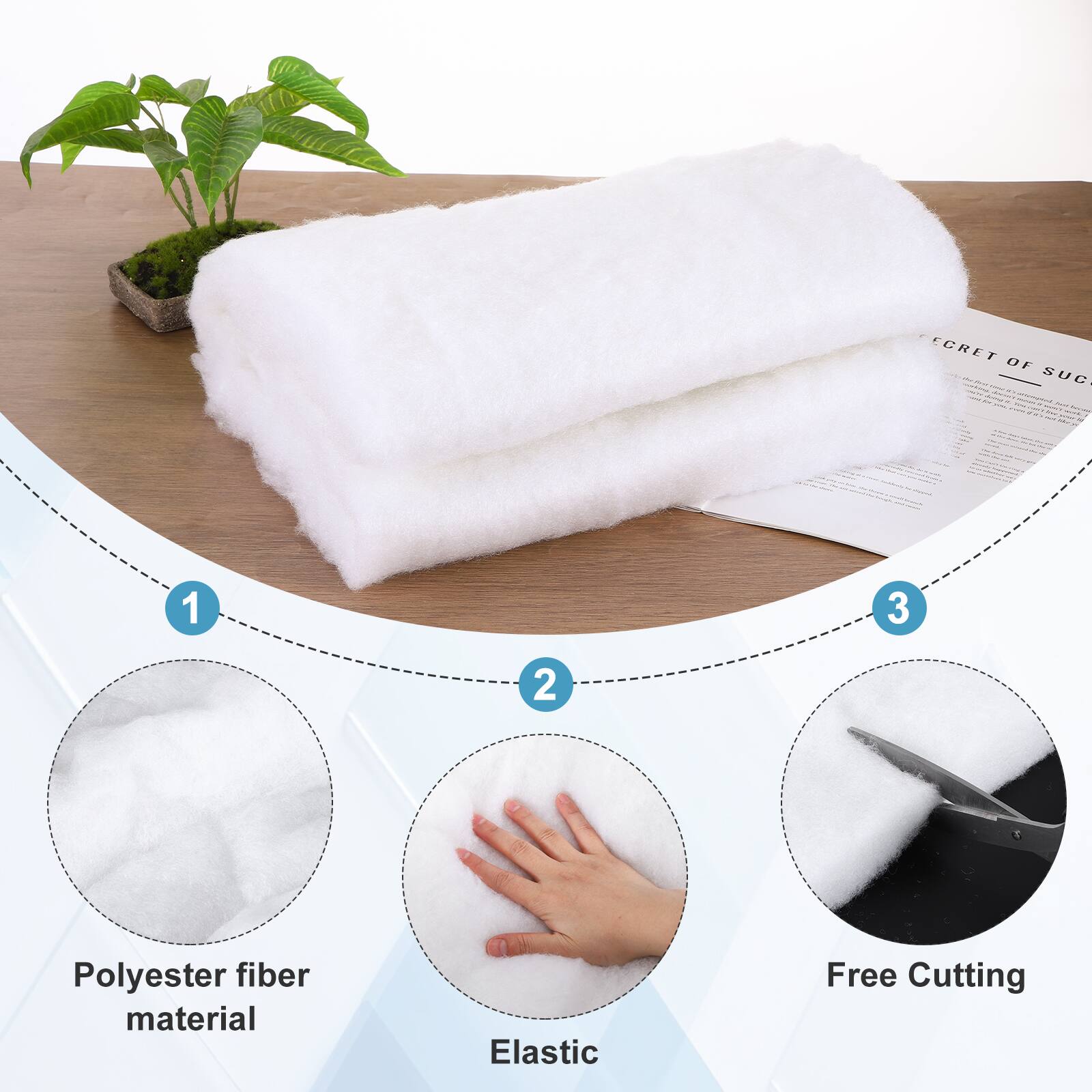 SECRET OF SUCCESS

1. Polyester fiber material
2. Elastic
3. Free Cutting