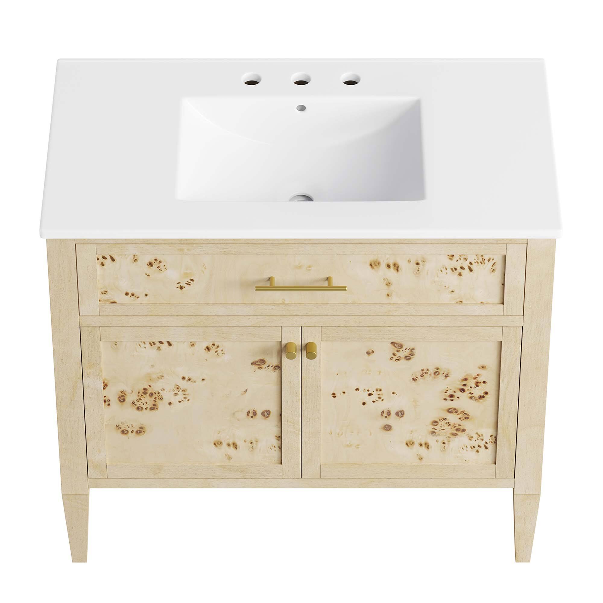 Alt View 6. Modway - Elysian Bathroom Vanity Basin Included by Modway - White Burl.