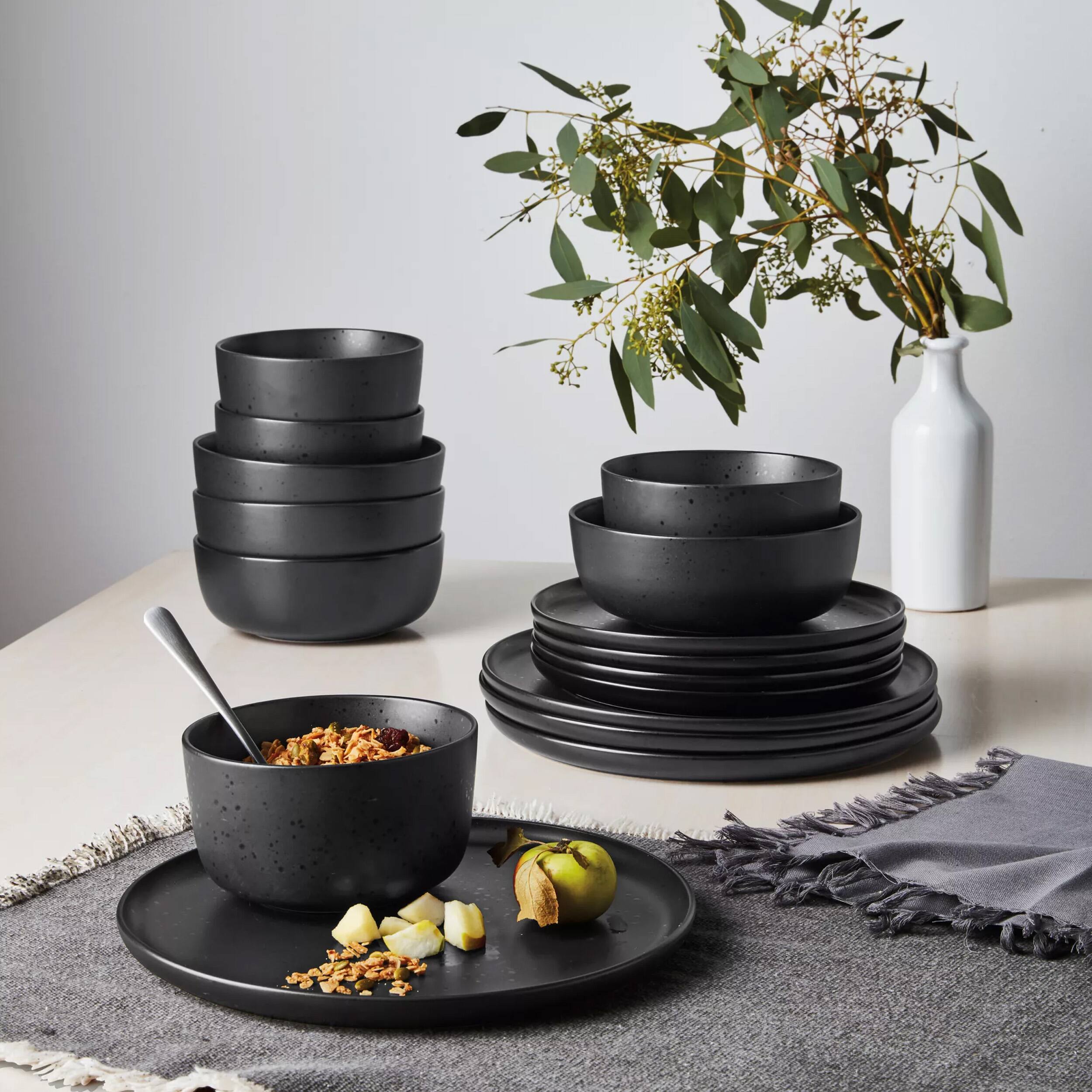 Alt View 5. Studio 3b - Studio 3B Mio 16 Piece Stoneware Dinnerware Set in Pepper With Reactive Glaze - Pepper.