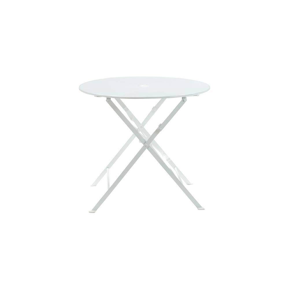 Left. Carolina Chair & Table - Bistro 30" Round Folding Outdoor Table - Umbrella Hole - White - White.