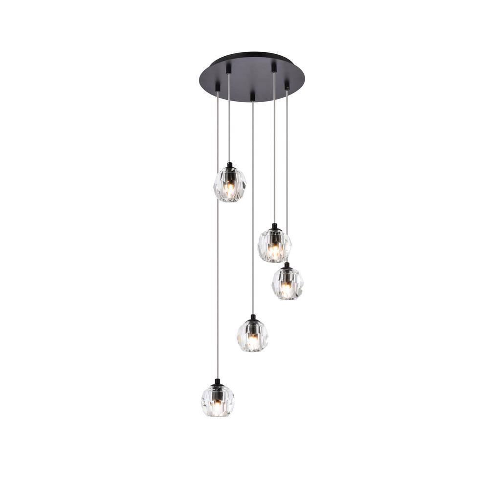 Left. Elegant Lighting - Eren 5 lights Black pendant - Black.