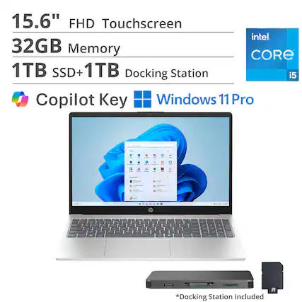 15.6" FHD Touchscreen
32GB Memory
1TB SSD + 1TB Docking Station
Intel Core i5
Copilot Key
Windows 11 Pro
*Docking Station Included