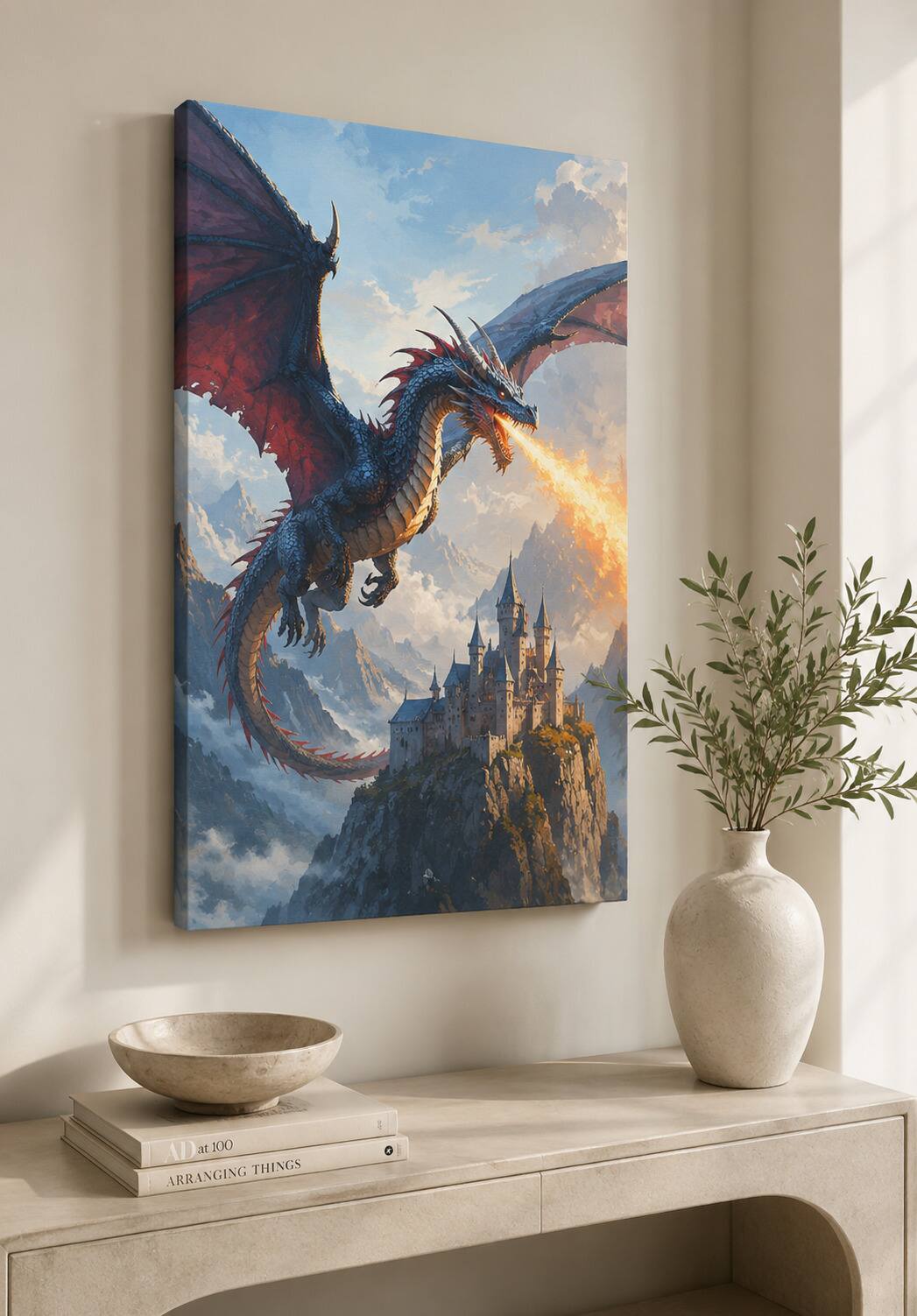 FC Design Large Fire Breathing Dragon Wall Art Canvas Print 24x36 ...