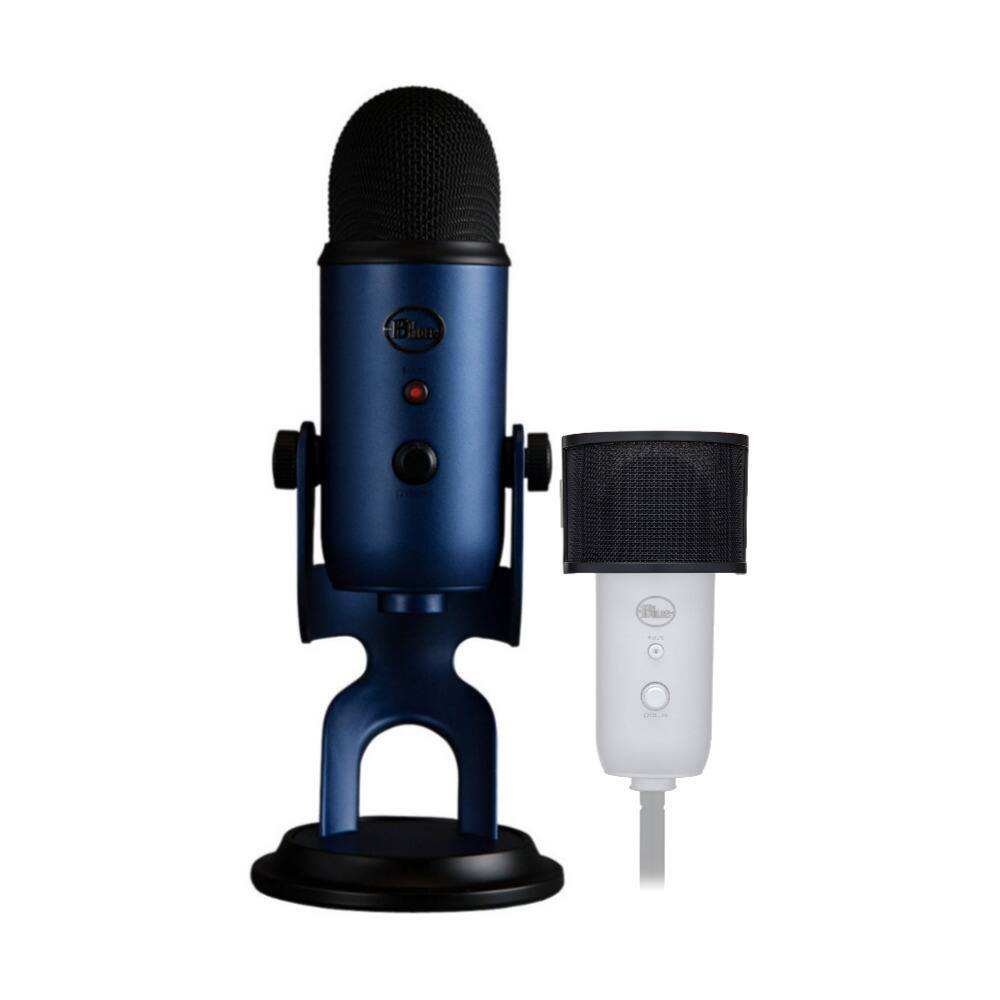 Front. Blue Microphones - Blue Microphones Yeti USB Microphone (Midnight Blue) with Pop Filter Bundle.