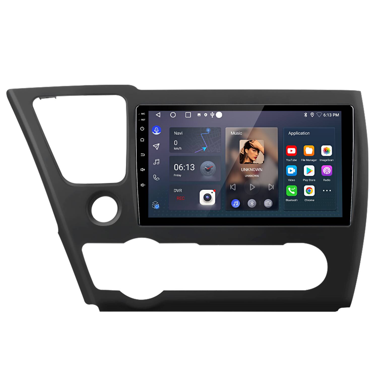 Junsun - 9" 2+64GB Android 14 carplay For Honda Civic 2013-2015 Car Stereo Radio GPS Navi WIFI RDS DSP SWC FM Bluetooth - Black