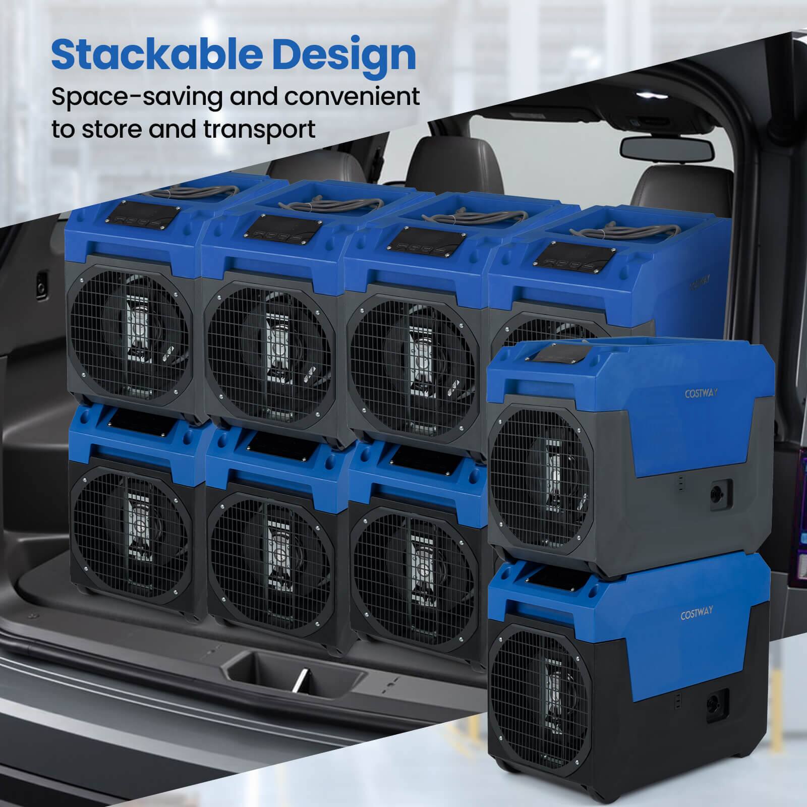 Stackable Design  
Space-saving and convenient to store and transport