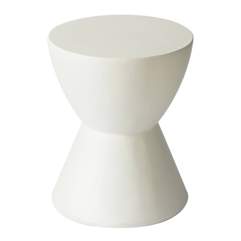 Alt View 4. LeisureMod - Loft Fiberstone Hourglass Side Table, Weather Resistant Indoor/Outdoor Pedestal Accent Table - White.