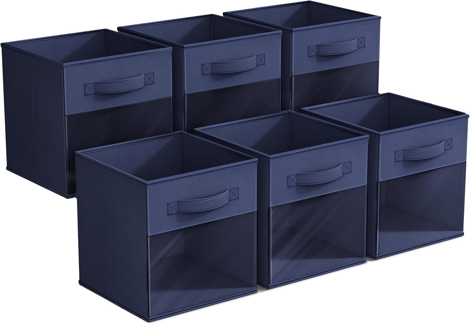 Alt View 6. Sorbus - Sorbus 11 Inch Storage Bins with Clear Window, 6 Foldable Baskets for Organizing Clothes, Toys, Books, Figures, Games - Navy Blue.