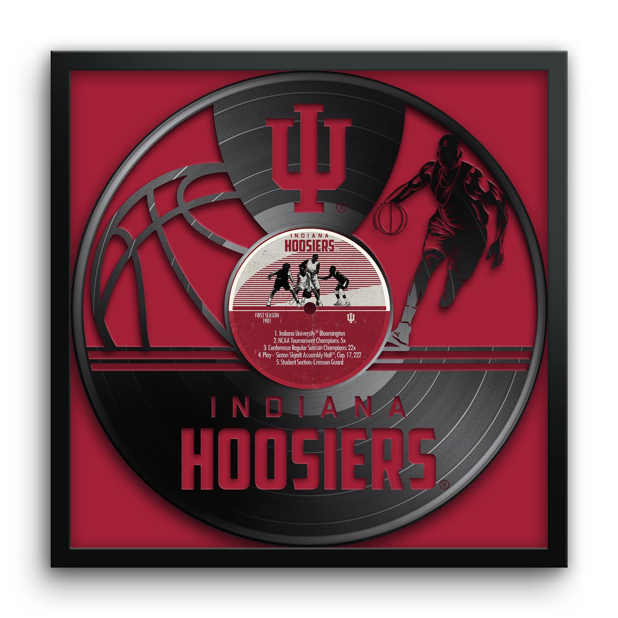 Indiana Hoosiers Framed 13" x 13" Vinyl Record Art Print