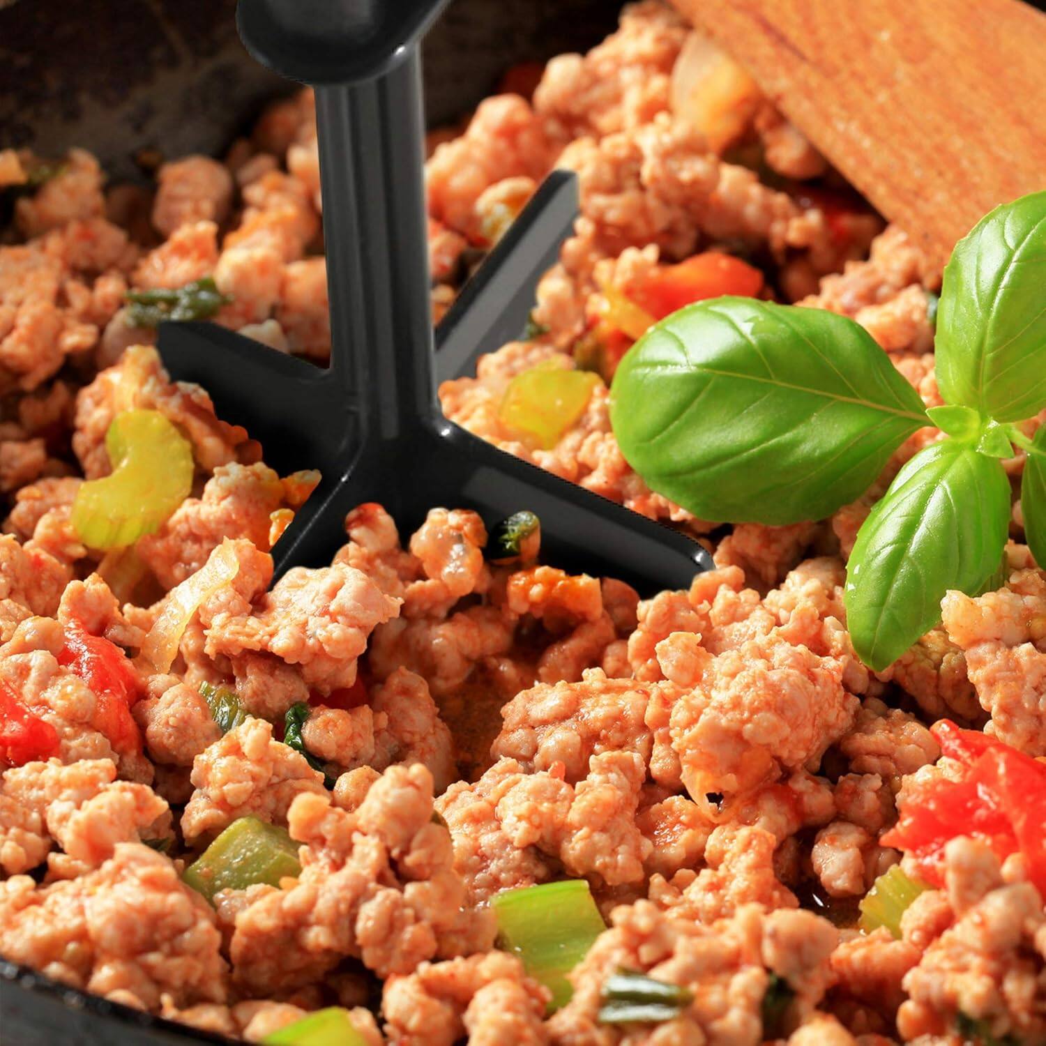 Alt View 3. Zulay Kitchen - Zulay Kitchen Ground Beef Chopper Tool Hamburger Smasher Tool - Meat Chopper For Ground Beef - Black.