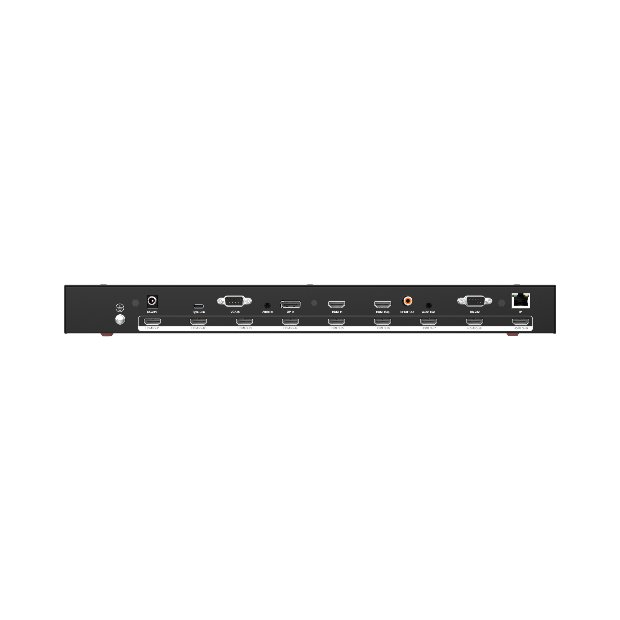 Alt View 2. J-Tech Digital - J-Tech Digital 4K 30Hz 3x3 Video Wall Controller with HDMI, VGA, DP, USB-C Inputs and Audio Extraction - Black.