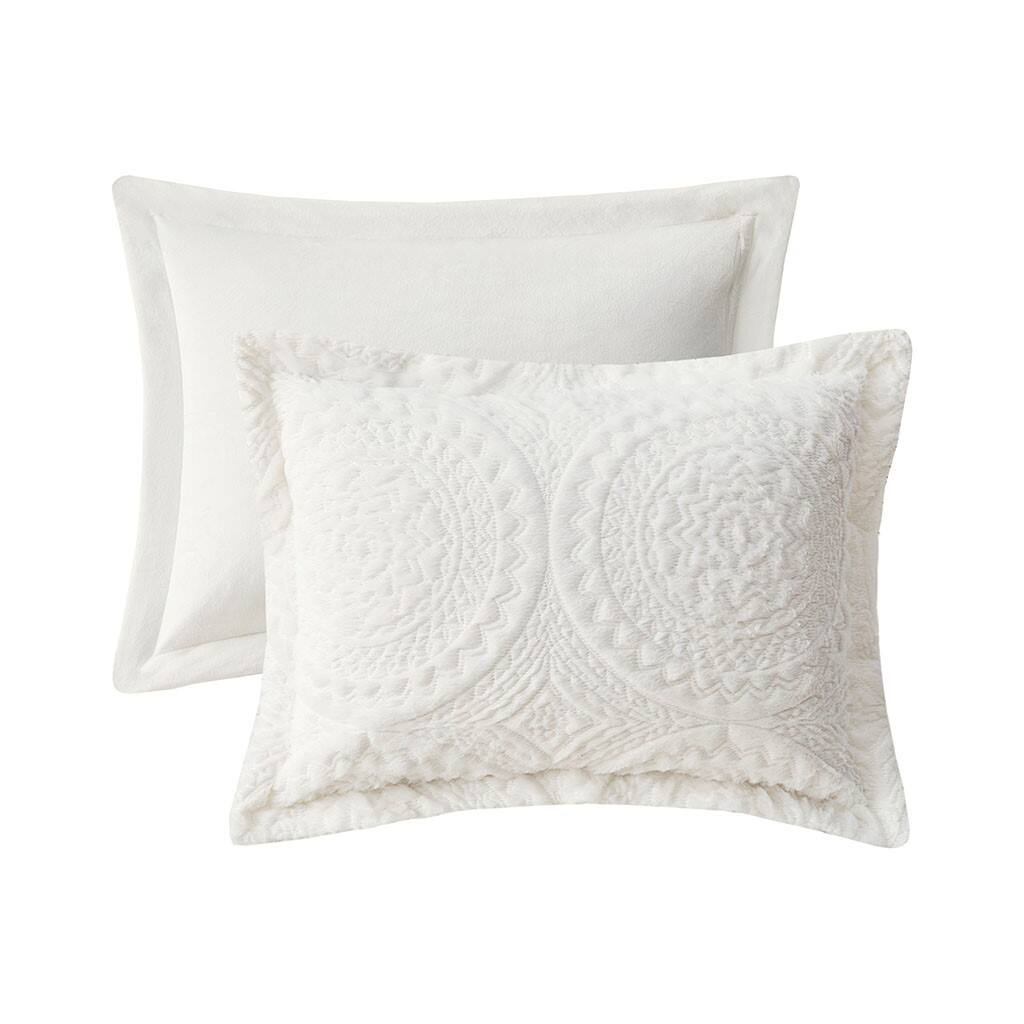 Alt View 4. Gracie Mills - Gracie Mills Blum Faux Fur Medallion Duvet Cover Set - Ivory.