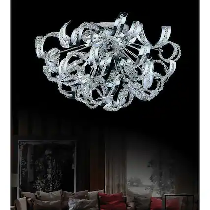 Front. CWI Lighting - Swivel 9 Light Flush Mount With Chrome Finish - Chrome.